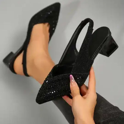 Women'S Elegant Rhinestone Slip On Heel Sandals